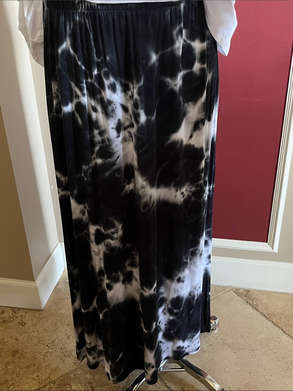 Lane Bryant Black and White Tie-Dye Maxi Skirt